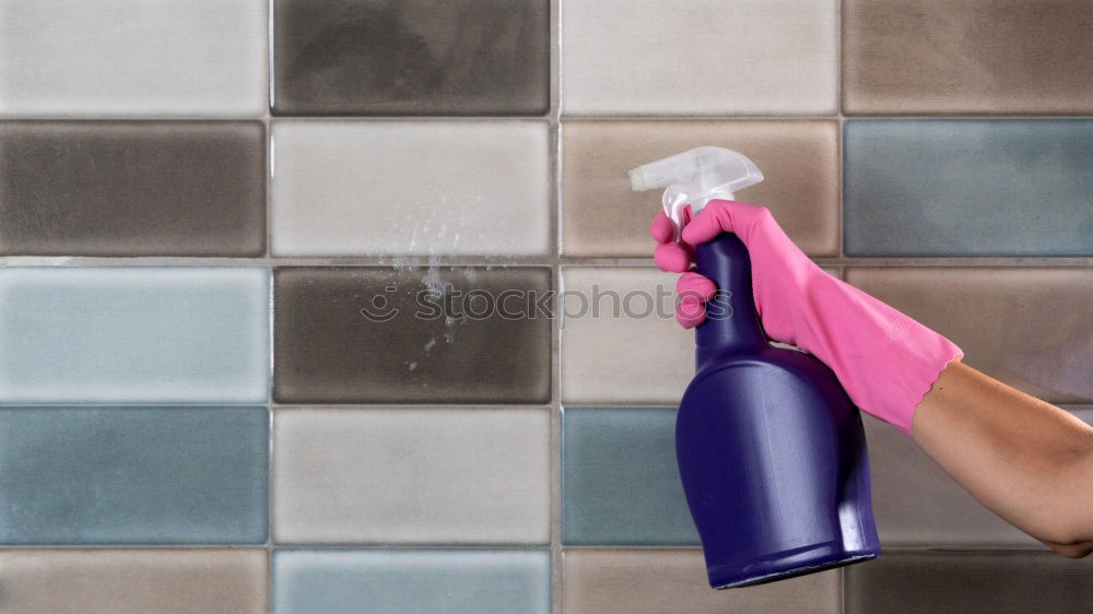 Similar – Image, Stock Photo A househusband in pink slippers and cleaning utensils