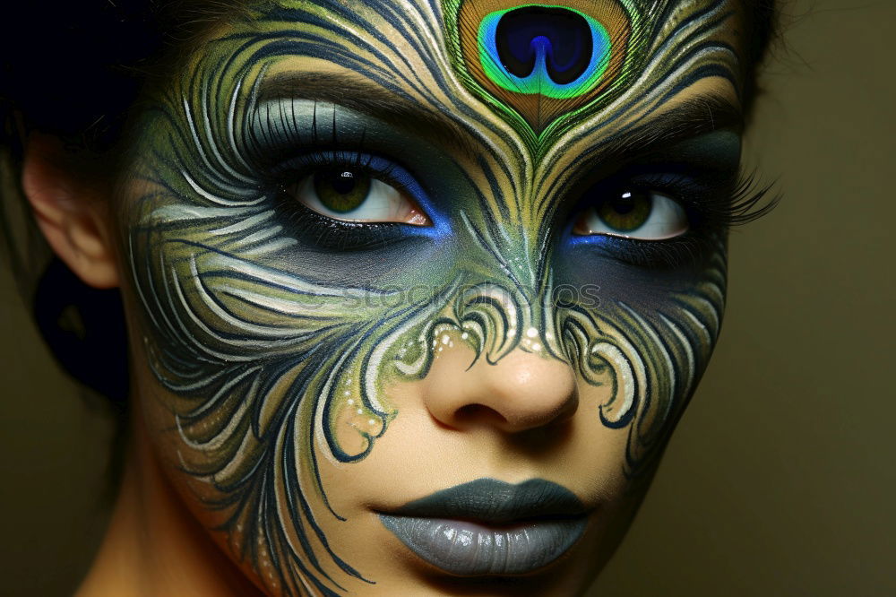 Similar – Image, Stock Photo young woman with grey hair and face paint