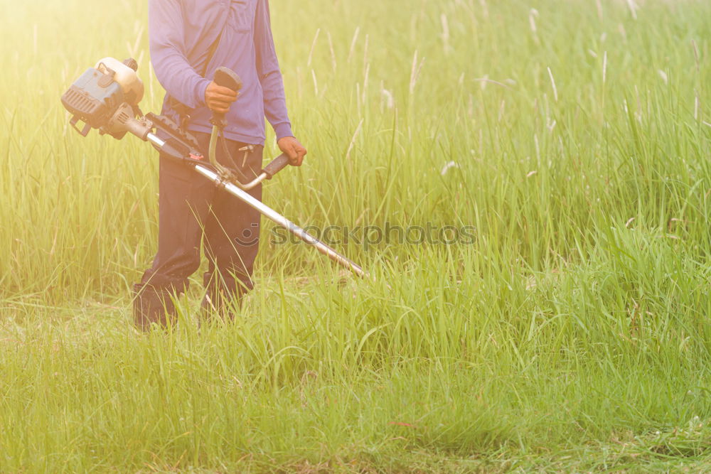 Similar – Image, Stock Photo Close up of a gardener standing in a garden with his tools