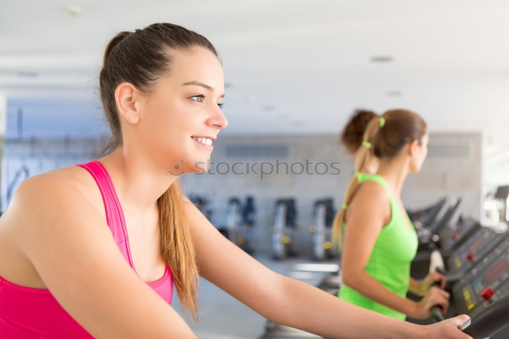 Image, Stock Photo Attractive Woman on treadmill in the gym