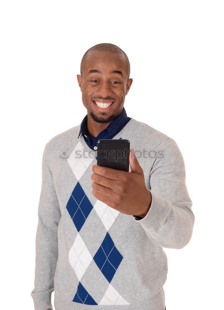 Similar – Image, Stock Photo Young black man using smart phone outdoors