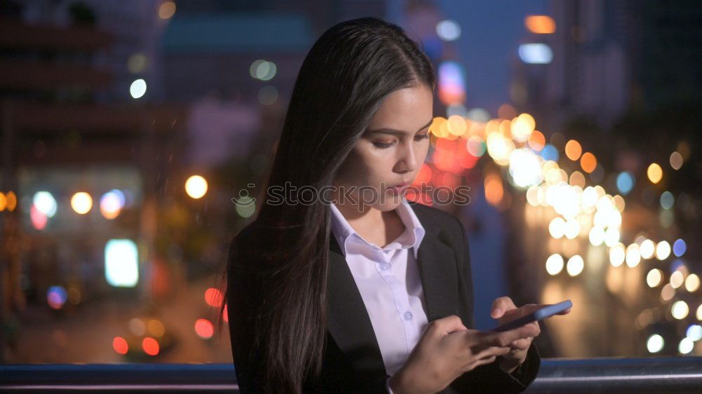 Similar – Attractive woman standing on street