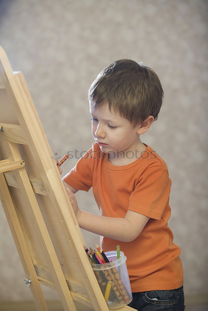 Similar – Image, Stock Photo Toddler boy crafting christmas cards and gifts at home