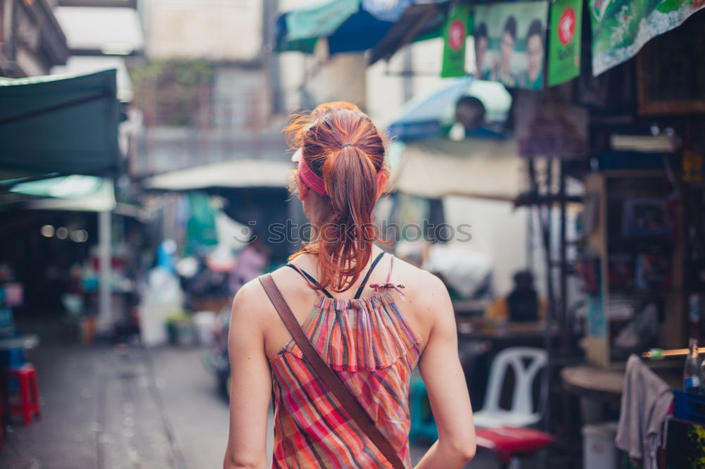 Similar – Image, Stock Photo Smiling woman in alley