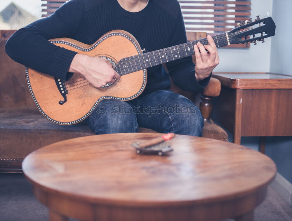 Similar – Image, Stock Photo Man playing guitar in nature