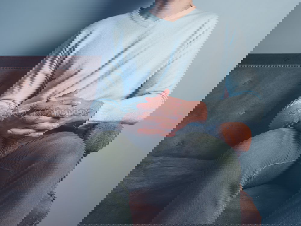 Similar – Image, Stock Photo Portrait of a young thoughtful mixed race man sitting in the sofa