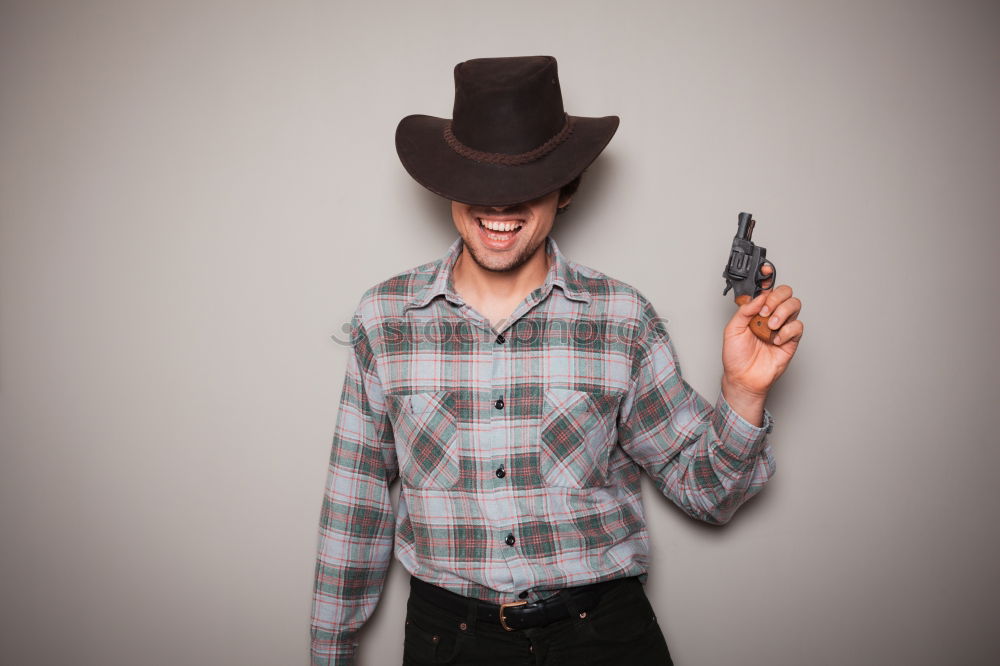 Similar – Image, Stock Photo Bearded man in hat against sunlight