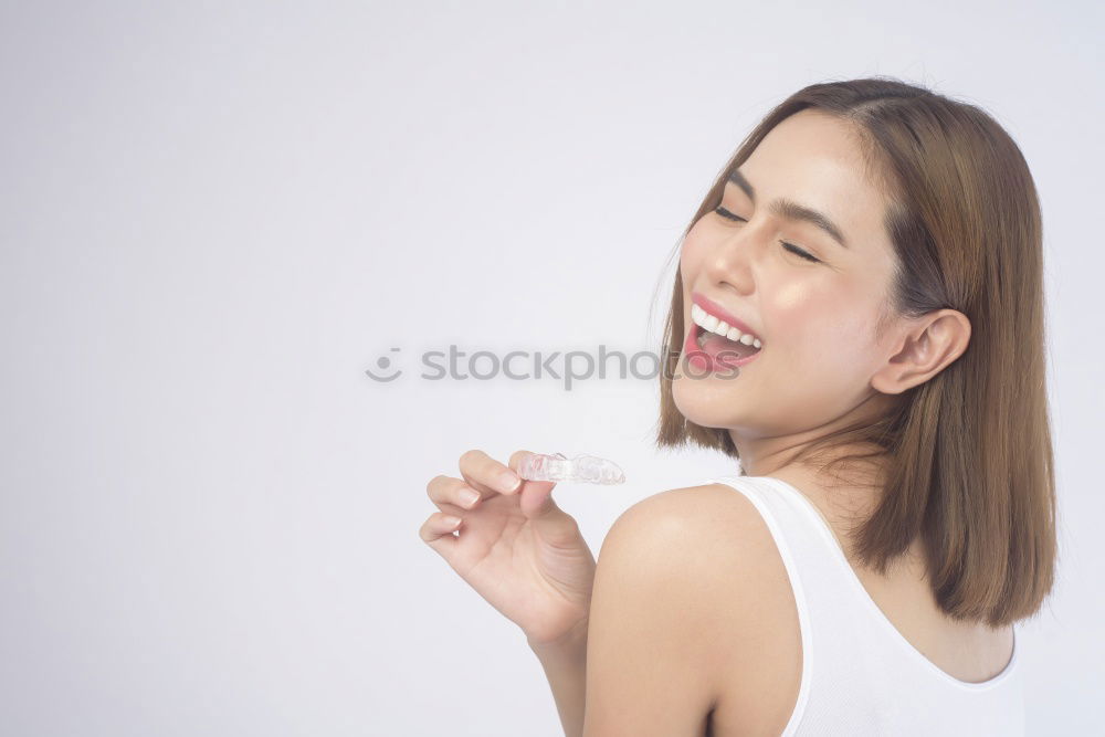 Similar – Image, Stock Photo Young smiling blond woman leaning againt wall