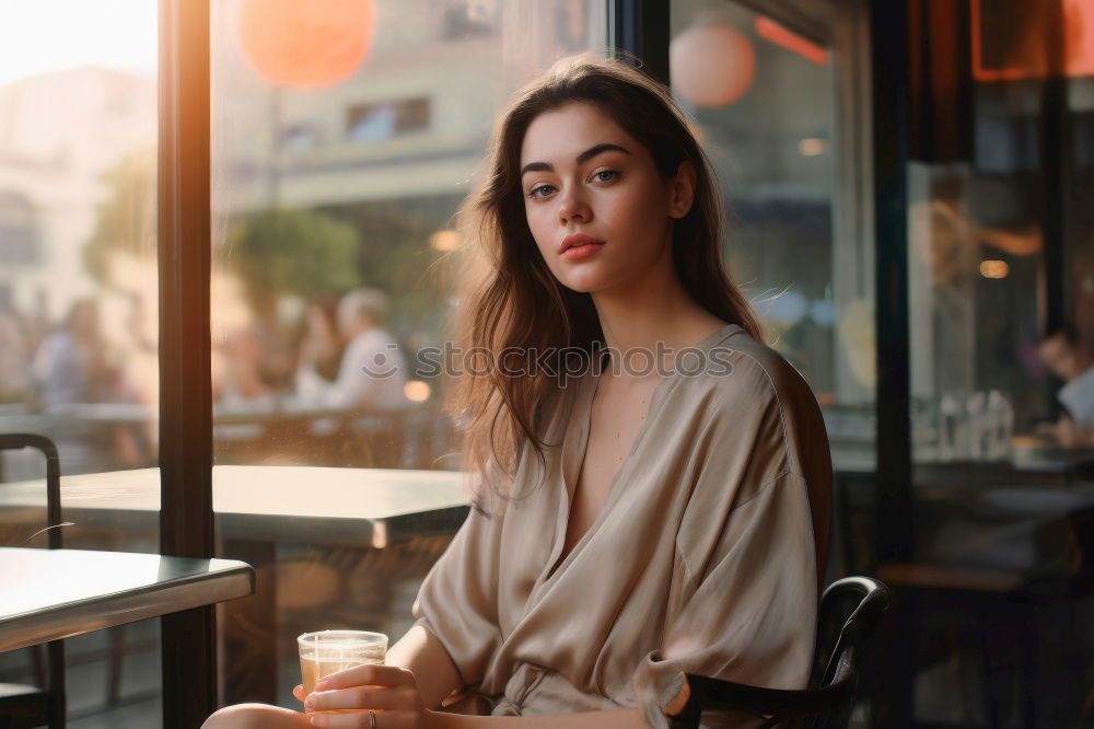 Similar – Young woman in casual clothes drinking a soda.