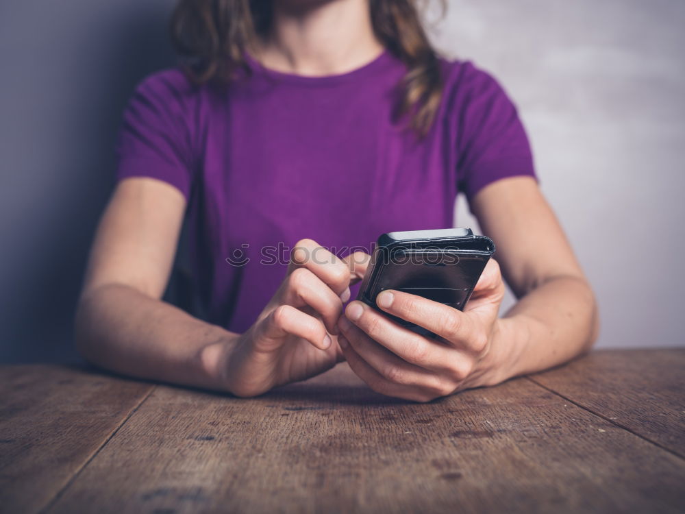 Similar – Image, Stock Photo Woman with grey dyed hair using her phone