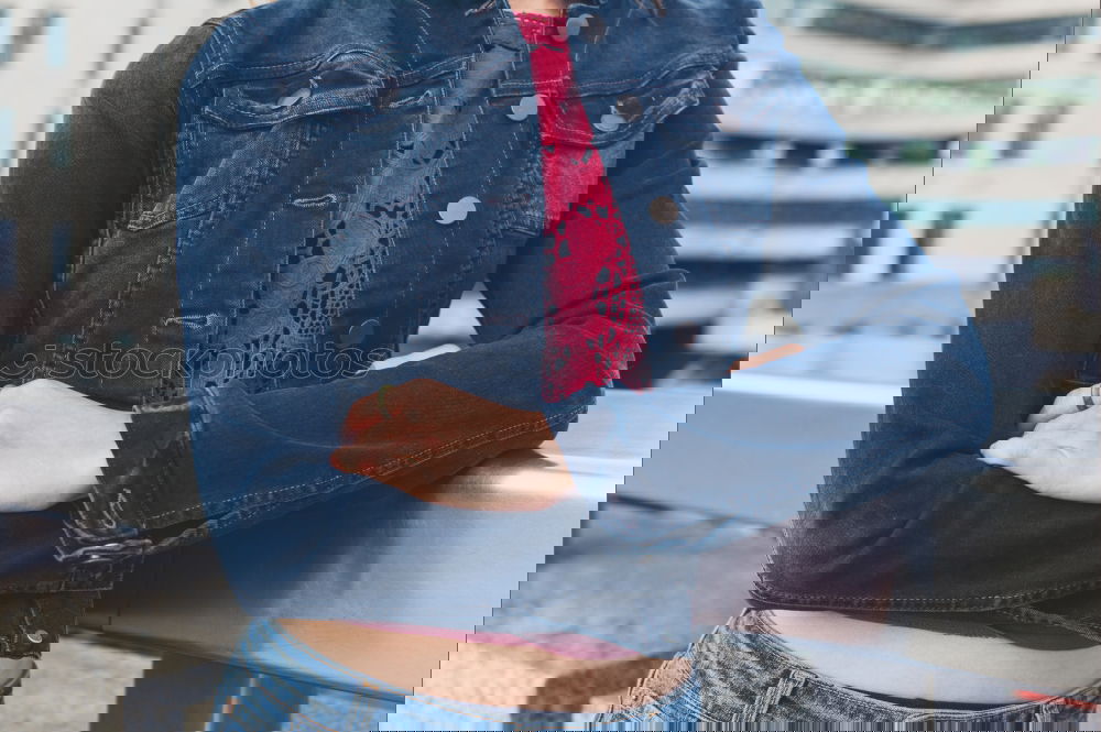 Similar – Image, Stock Photo woman using mobile phone