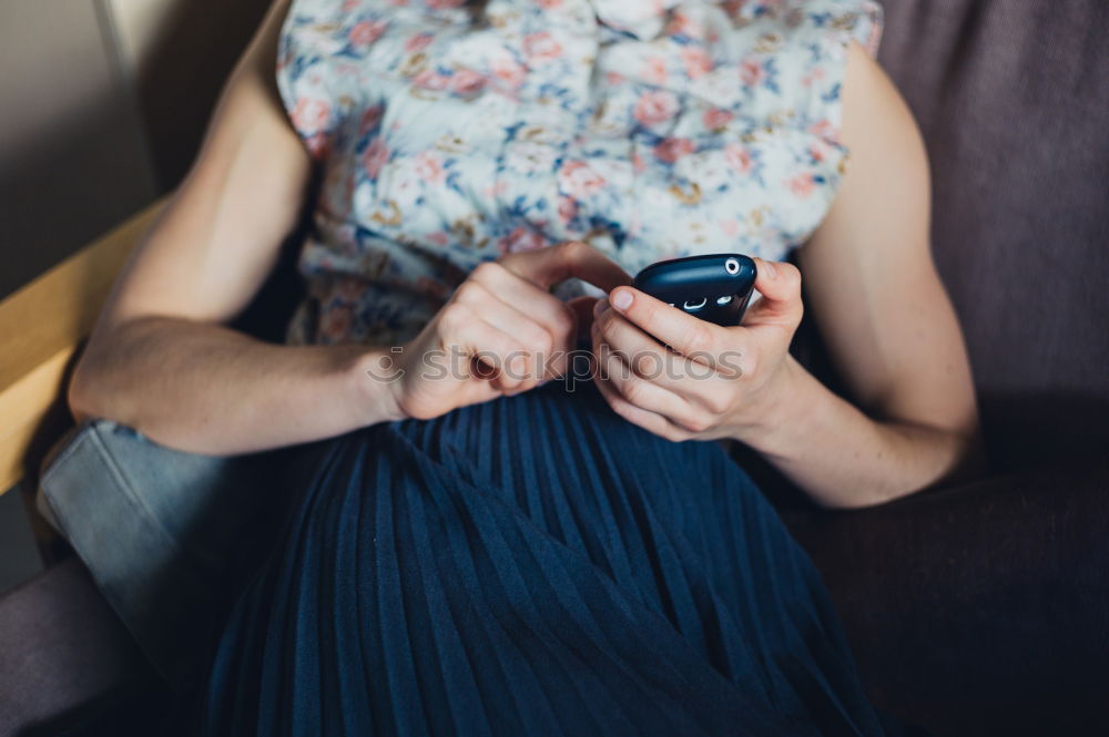 Similar – Image, Stock Photo Woman with grey dyed hair using her phone