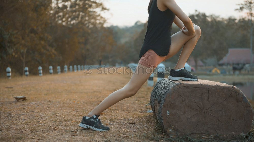 Similar – Image, Stock Photo Athletic woman out jogging in a forest