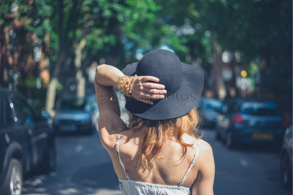 Image, Stock Photo Young pretty woman at scooter