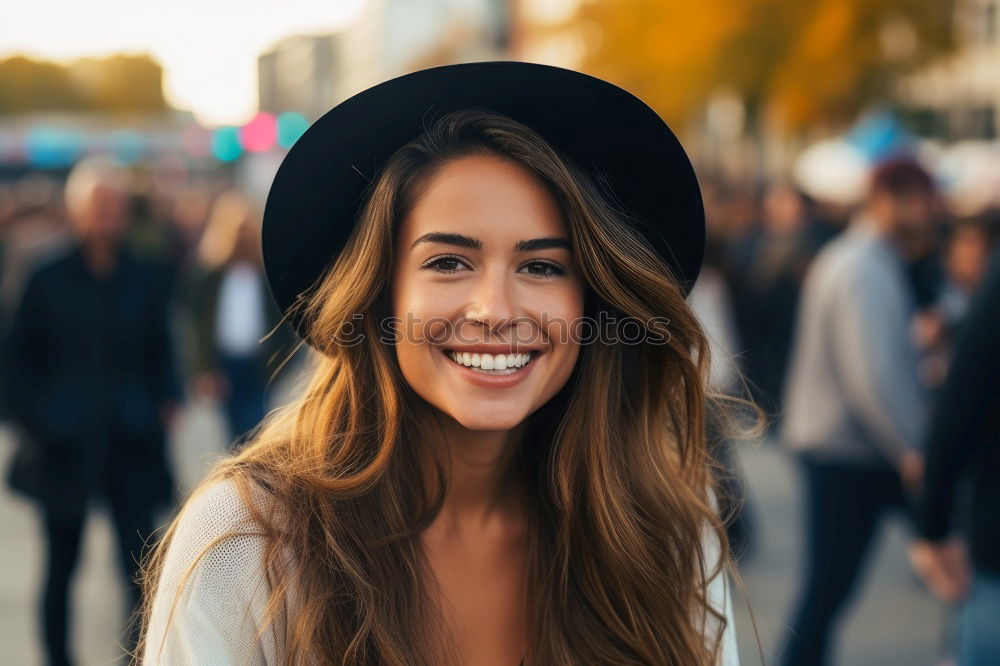 Similar – Image, Stock Photo Pretty woman posing in winter town