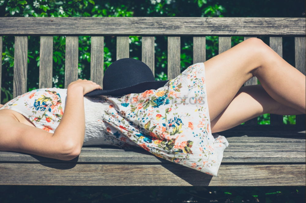 Similar – Cheerful brunette woman lying in grass