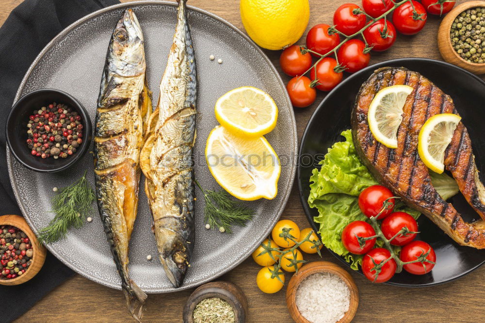 Similar – Italian meat platter with antipasti and ciabatta bread