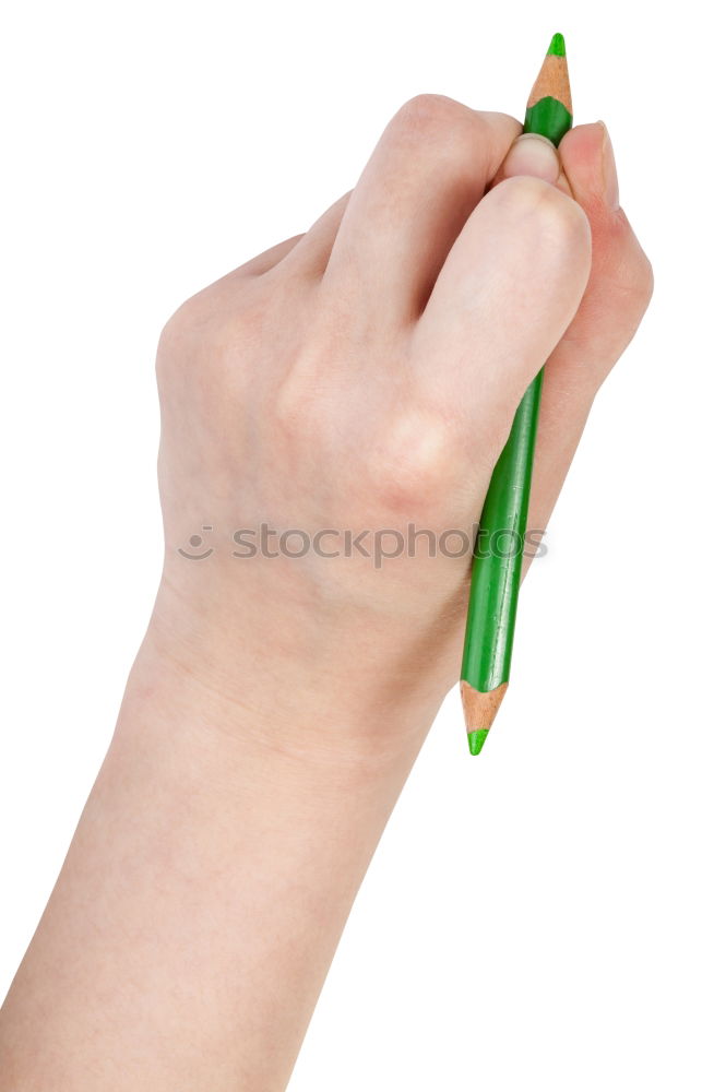 Similar – Image, Stock Photo Forearm and hand with pencil against a yellow background