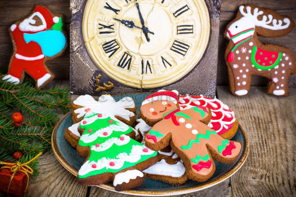 Similar – Image, Stock Photo Christmas cookies with festive decoration. Christmas concept.