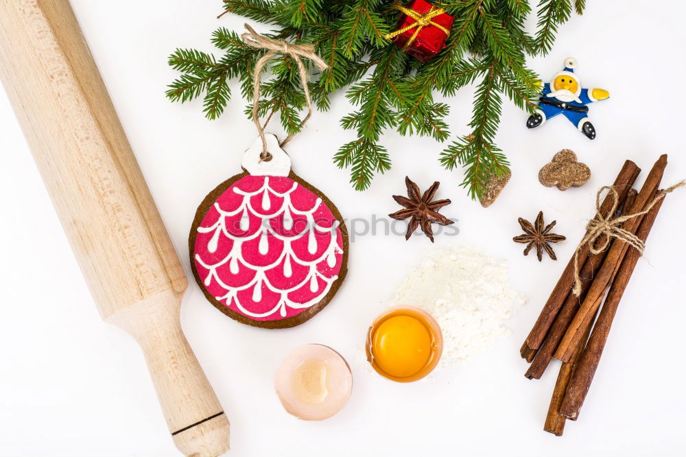 Similar – Image, Stock Photo Making Christmas ball pinning the sequins onto the ball