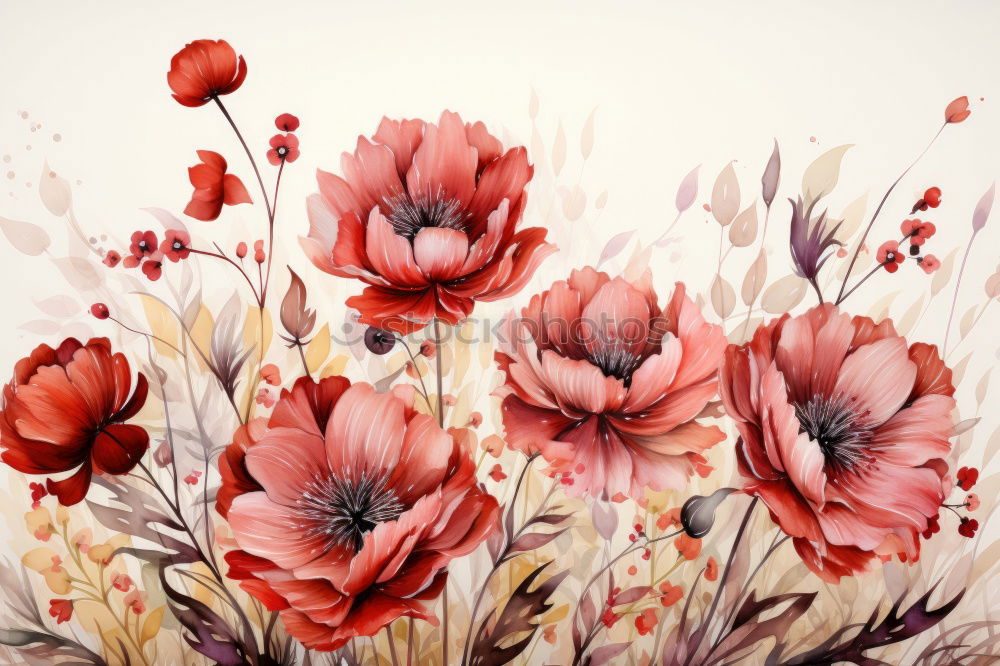 Similar – Image, Stock Photo Summer flowers on red wooden table