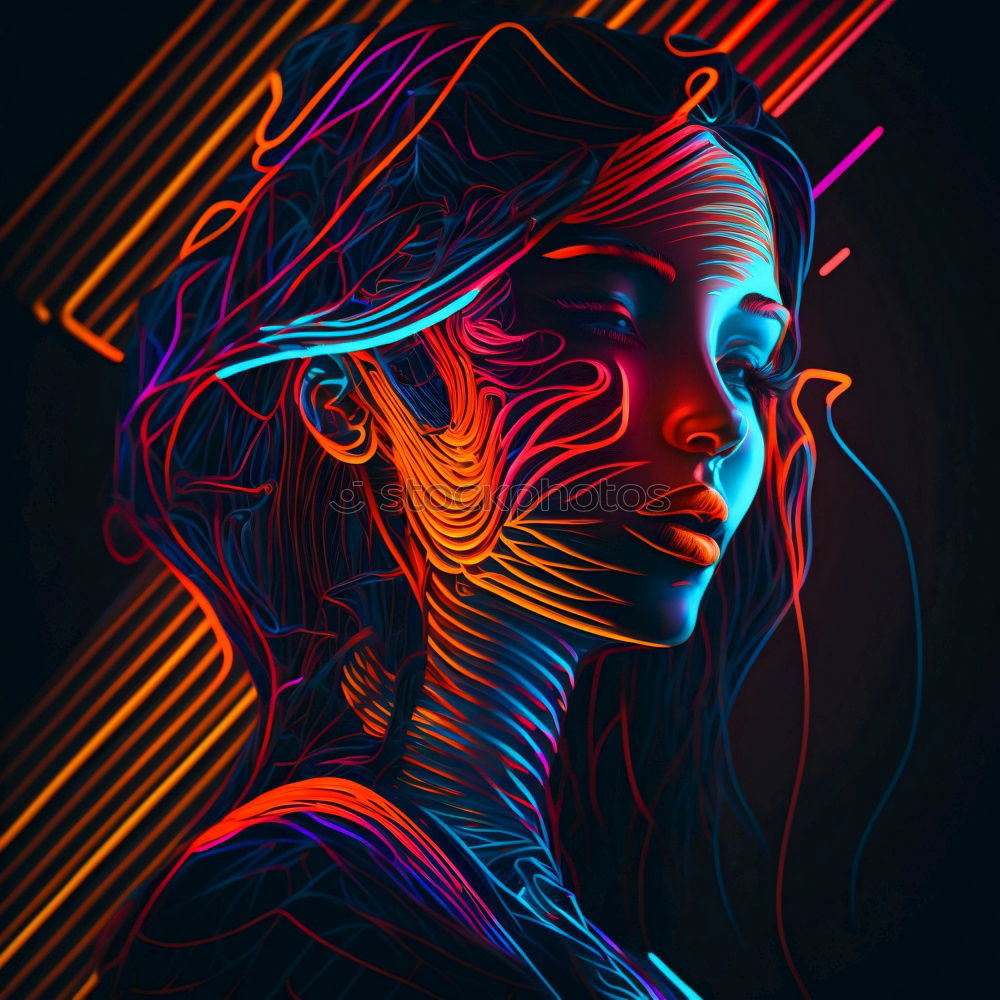 Beautiful portrait with colored lights