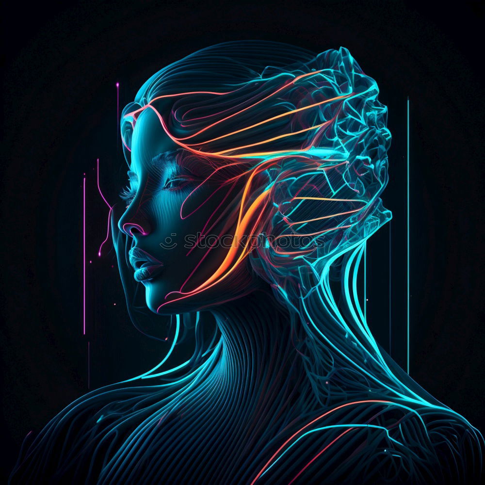 Similar – Beautiful portrait with colored lights