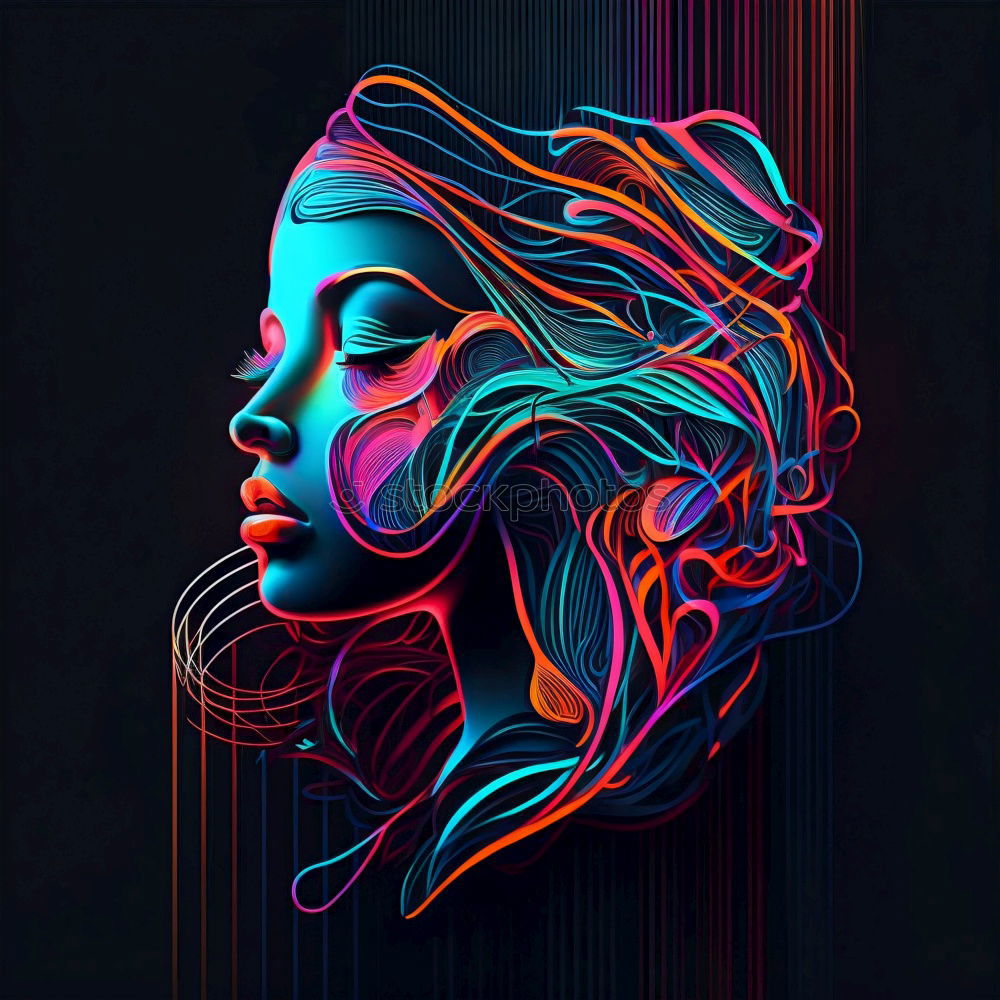 Similar – Beautiful portrait with colored lights