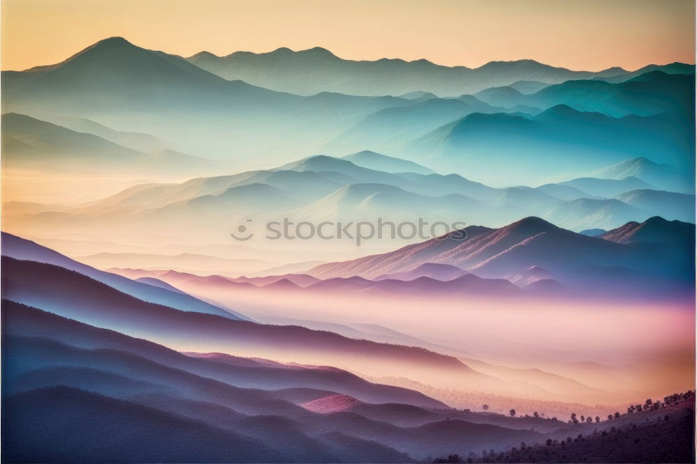 Similar – Blue mountains and hills at sunset