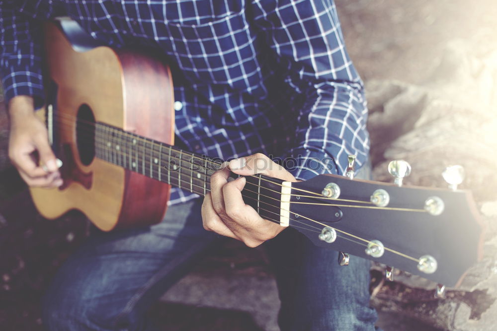 Similar – Image, Stock Photo outdoor photo session with a bass player and his instruments