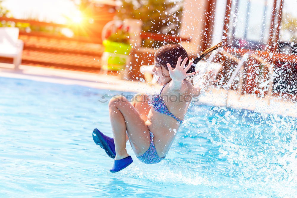 Similar – Image, Stock Photo Boy jumps into the water