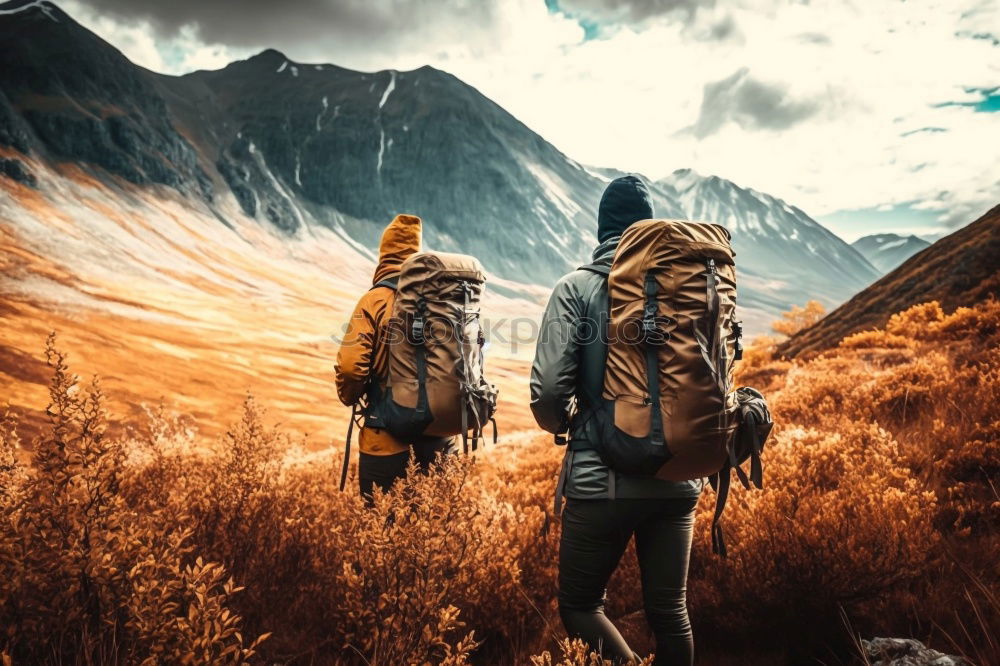 Similar – Young woman crossing the Alps