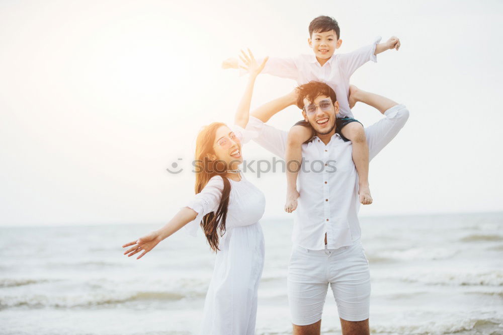 Image, Stock Photo Happy baby with brother and mother