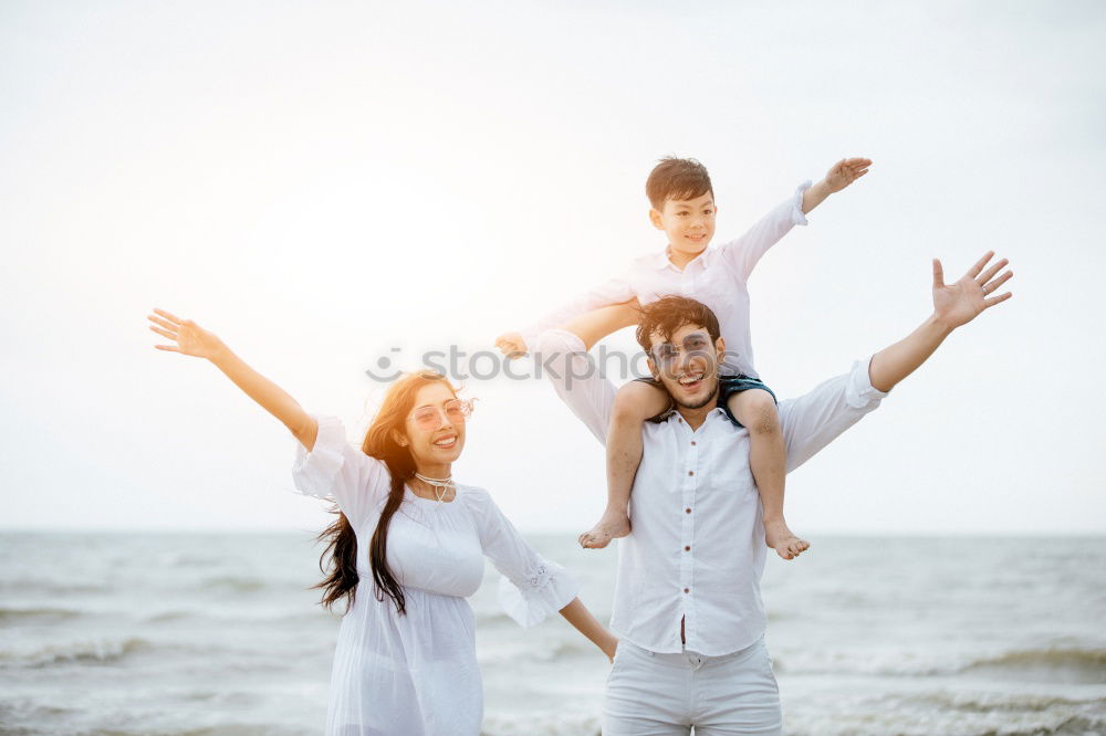 Similar – Image, Stock Photo Happy baby with brother and mother