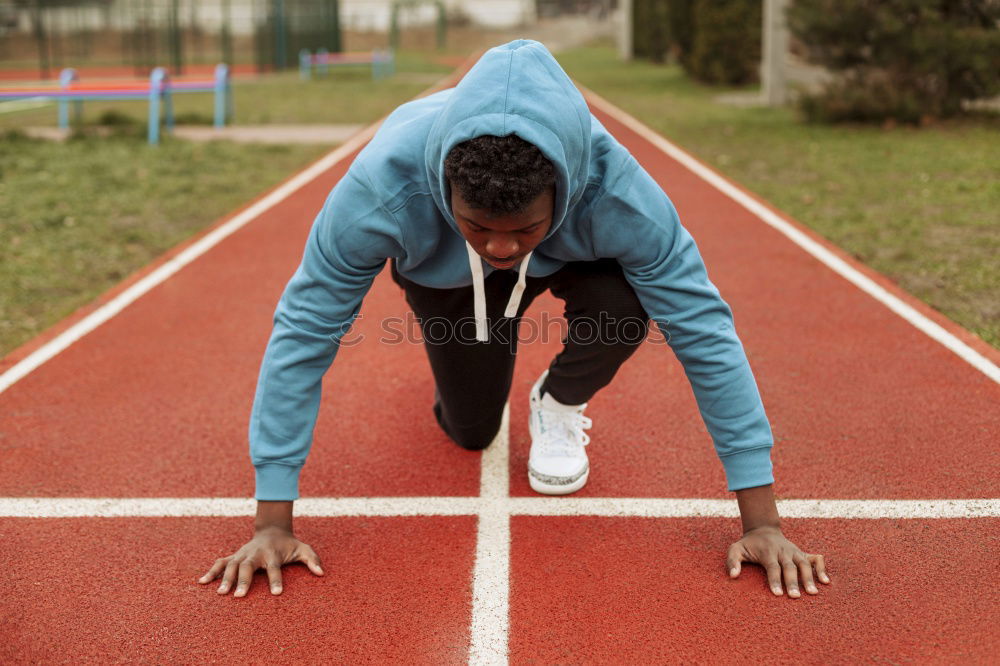 Similar – Disabled man athlete training with leg prosthesis.