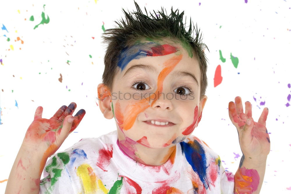 Similar – Image, Stock Photo boy with painted face and T-shirt painting