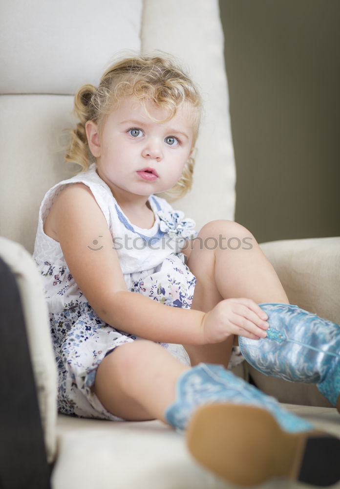 Similar – cute little child girl with mirror and cos