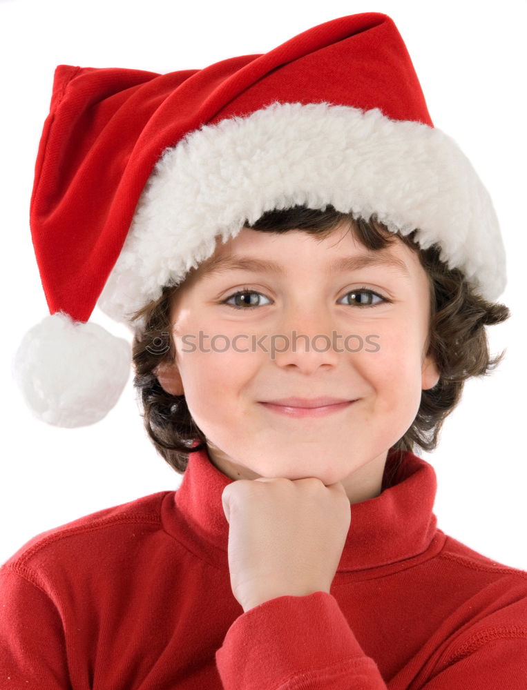 Similar – Image, Stock Photo Adorable kid with Santa´s hat on Christmas day.