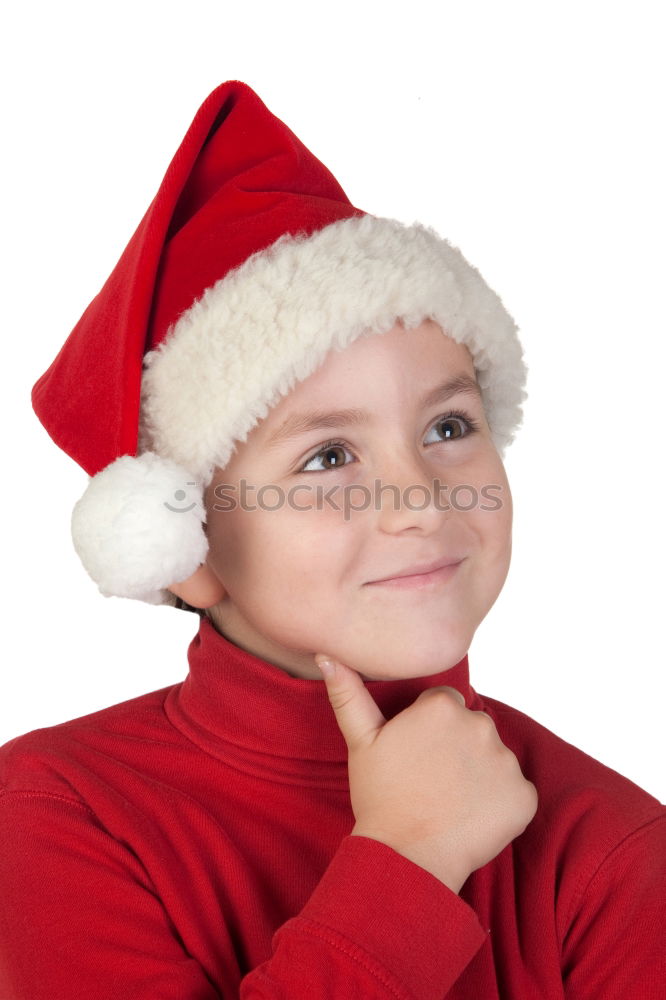 Similar – Image, Stock Photo Adorable kid with Santa´s hat on Christmas day.