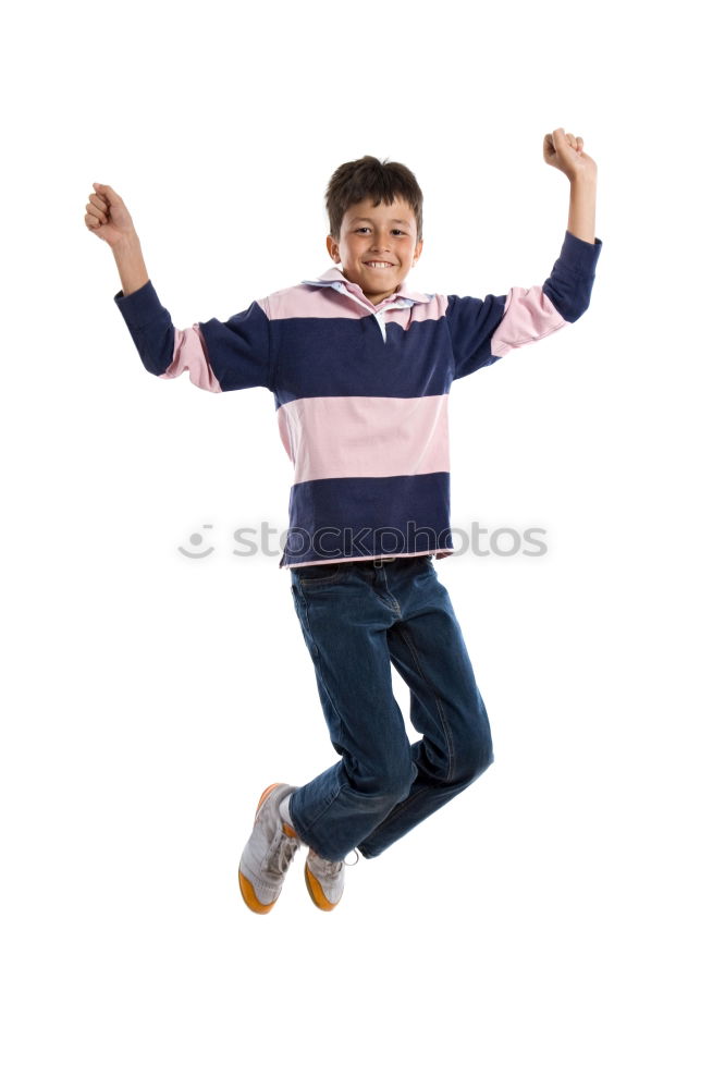 Similar – Image, Stock Photo A young teen wearing yellow T-shirt and jumping