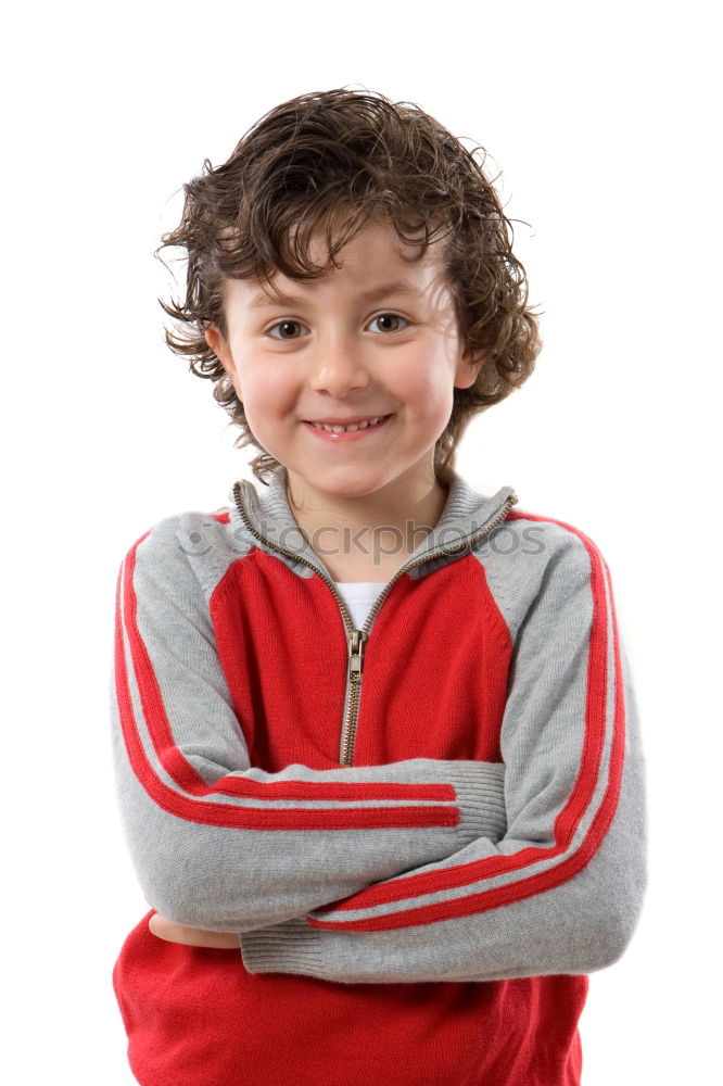 Similar – Image, Stock Photo Happy child with red t-shirt in the garden