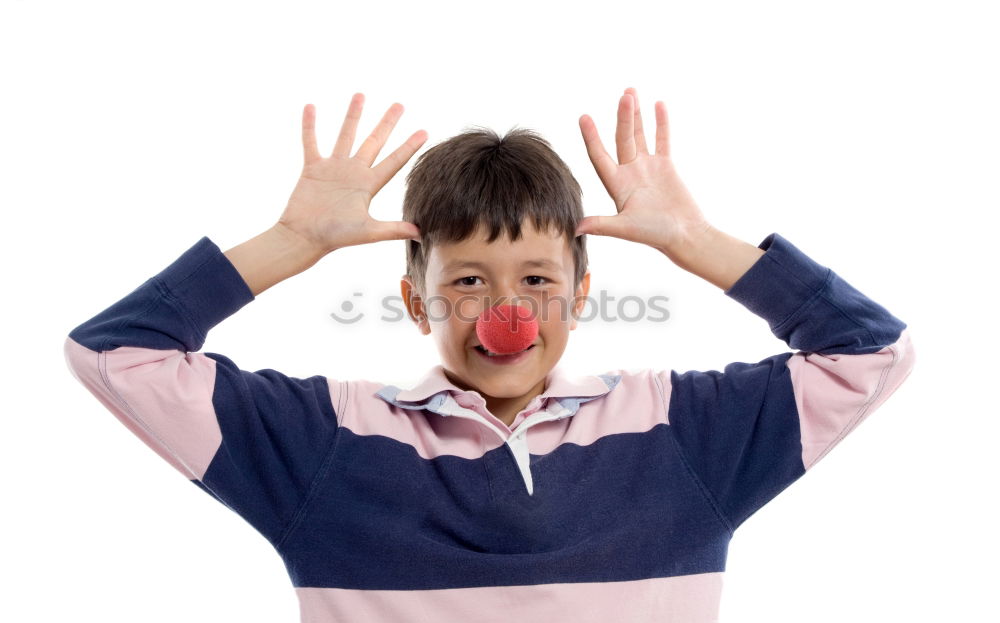 Similar – Image, Stock Photo funny child with colored pencil in the mouth against brick background