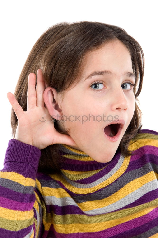 Similar – portrait of a Screaming little boy covering ears with hands