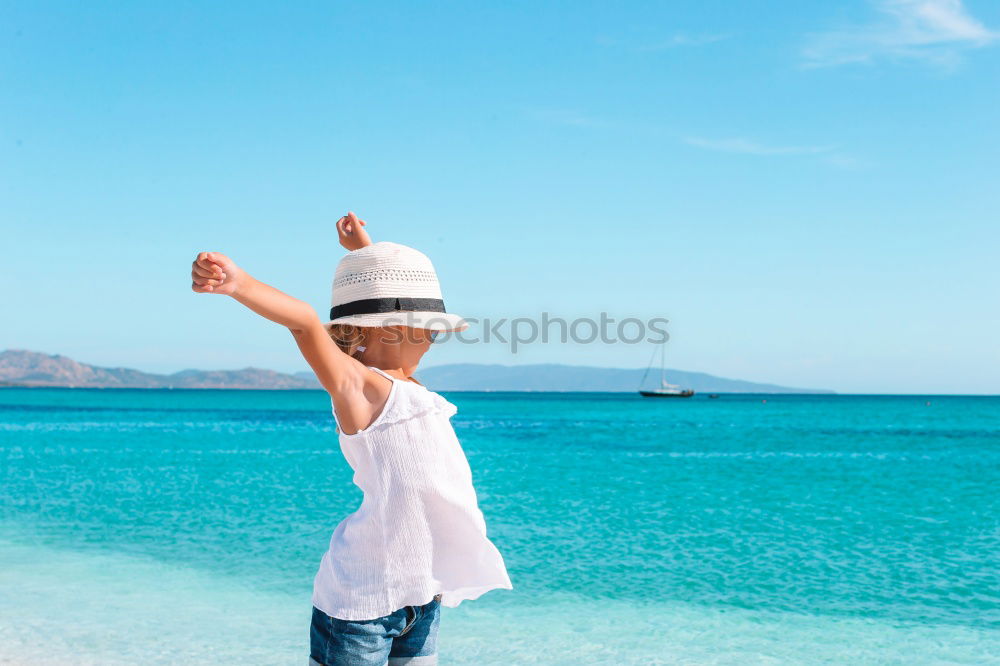 Similar – Image, Stock Photo Children throw stones at the wate