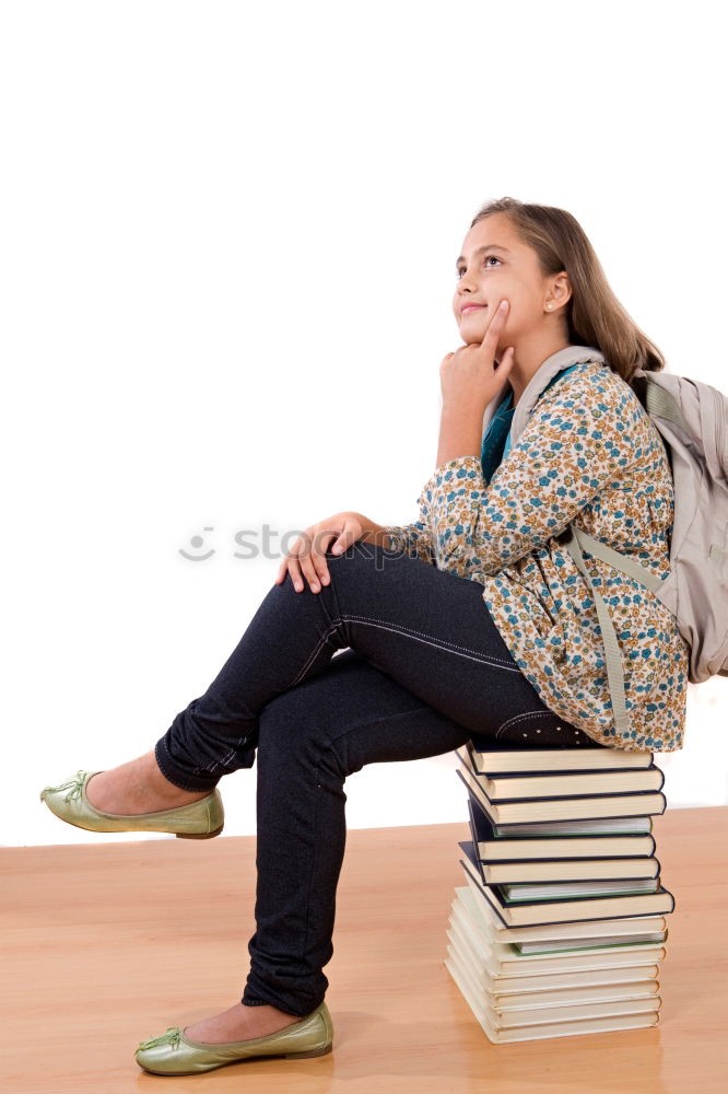 Similar – Image, Stock Photo Teenagers sitting by a blackboard at school