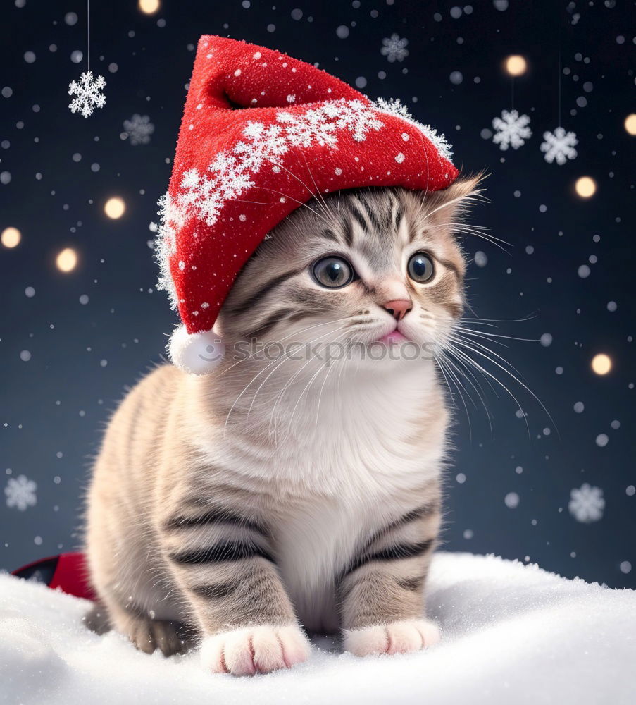 Similar – Foto Bild Katze in einer Weihnachtsmütze