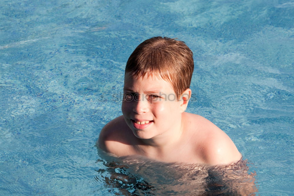 Similar – Image, Stock Photo Funny blond boy in the pool