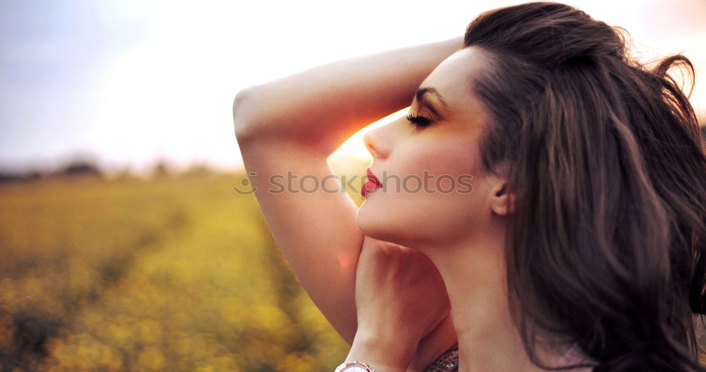 Similar – Image, Stock Photo Portrait of pretty woman smiling in nature