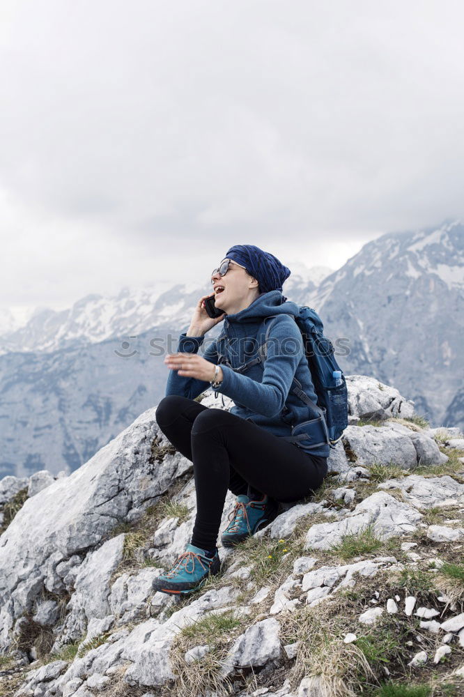 Similar – Image, Stock Photo Handsome tourist at mountain lake