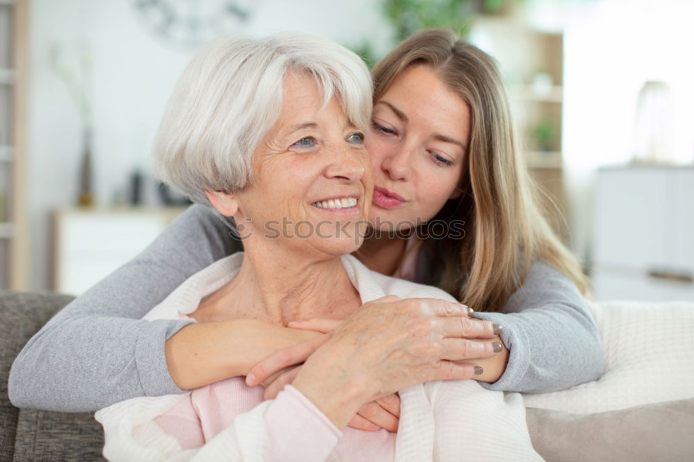 Similar – Image, Stock Photo Female caretaker posing with elderly patient